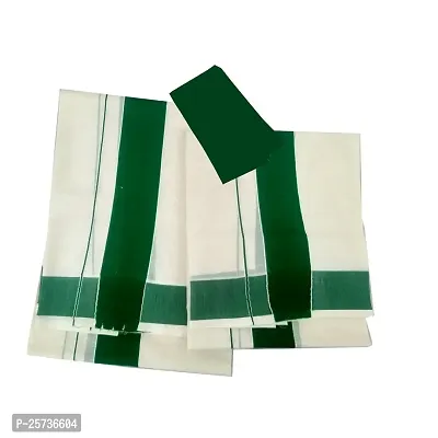 kerala saree set mundu kattikarai with plain blouse (leaf green)