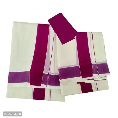 Women's Hand Loom Cotton Saree With Blouse Piece (set001_Magenta)