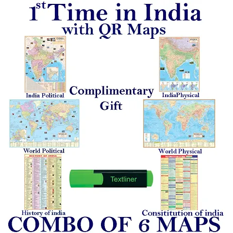 India Political and India Physical Map in English Combo