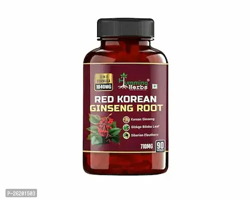 Humming Herbs Red Korean Ginseng -1040mg- Energy Booster, Immune Support, Mental Clarity Herbal Supplement | Red Korean, Ginkgo Biloba Leaf, Siberian Ginseng 90 Cap-thumb0