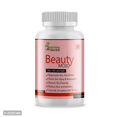 Humming Herbs Beauty Mojo Supplement 500mg for Stronger Hair, Nails and Skin | 90 Capsules | Biotin (Vitamin B7) with Marine Collagen