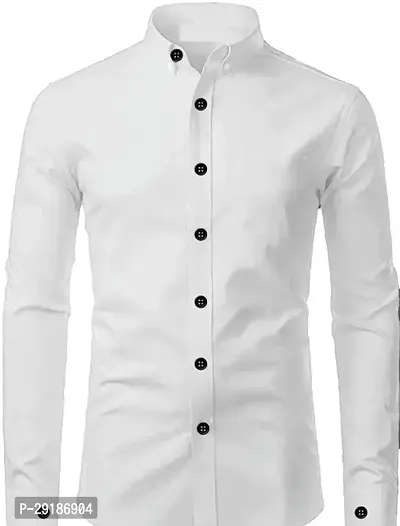 Reliable White Cotton Solid Long Sleeves Casual Shirt For Men