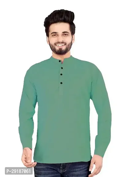 Reliable Green Cotton Solid Kurta For Men