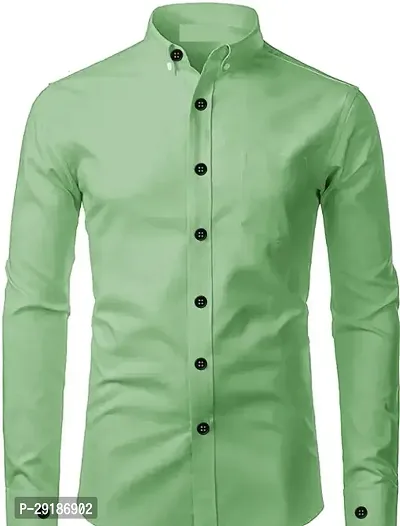 Reliable Green Cotton Solid Long Sleeves Casual Shirt For Men