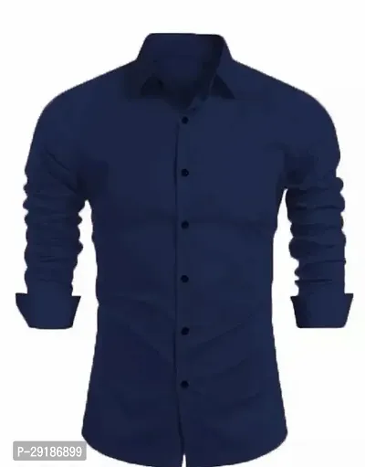 Reliable Blue Cotton Solid Long Sleeves Casual Shirt For Men