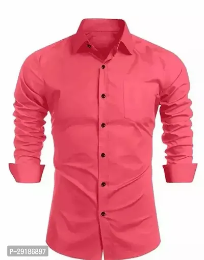 Reliable Pink Cotton Solid Long Sleeves Casual Shirt For Men