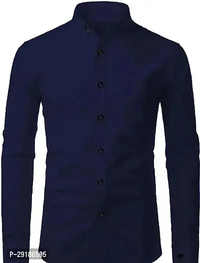 Reliable Blue Cotton Solid Long Sleeves Casual Shirt For Men