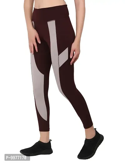 Gym wear Leggings Ankle Length Workout Trousers | Stretchable Striped Jeggings | High Waist Sports Fitness Yoga Track Pants for Girls  Women