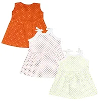 Butunu Polka Dot Printed New Born Baby Kids Girls Infant Cotton Short Frock Dress Set Pack of 3-thumb1