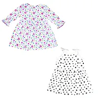 KIDEEZGUILD... Polka Dot Printed New Born Baby Kids Girls Infant Cotton Full Sleeves Sleeveless Short Frock Dress Set Pack of 2 (9-12 Months, COLOR3)-thumb1