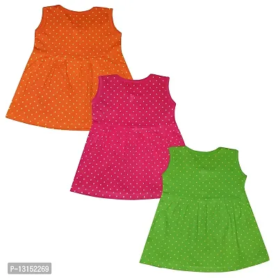 Butunu Polka Dot Printed New Born Baby Kids Girls Infant Cotton Short Frock Dress Set Pack of 3-thumb2