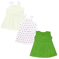 Butunu Polka Dot Printed New Born Baby Kids Girls Infant Cotton Short Frock Dress Set Pack of 3-thumb1