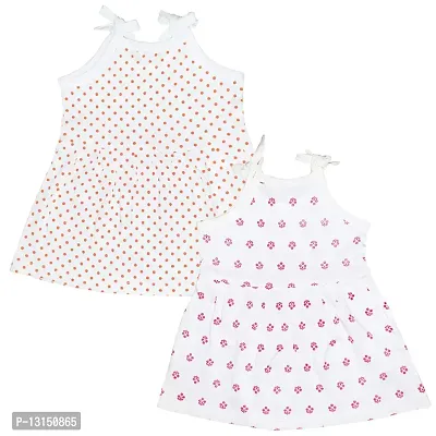 Butunu Polka Dot Printed New Born Baby Kids Girls Infant Cotton Shoulder Open Cut Sleeves Short Frock Dress Set Pack of 2 (Multi2, 9_Months)-thumb2