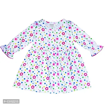 Butunu Polka Dot Printed Fashionable New Born Baby Kids Girls Infant Cotton Full Long Sleeves Short Frock Dress Set Pack of 1 Pink Black