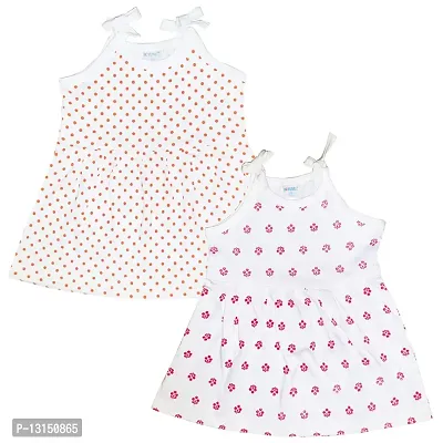 Butunu Polka Dot Printed New Born Baby Kids Girls Infant Cotton Shoulder Open Cut Sleeves Short Frock Dress Set Pack of 2 (Multi2, 9_Months)