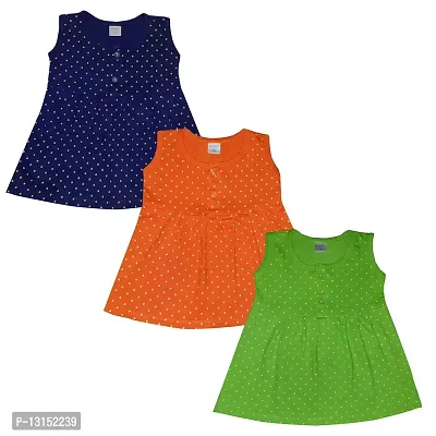 Butunu Polka Dot Printed New Born Baby Kids Girls Infant Cotton Short Frock Dress Set Pack of 3