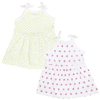 Butunu Polka Dot Printed New Born Baby Kids Girls Infant Cotton Shoulder Open Cut Sleeves Short Frock Dress Set Pack of 2 (Multi1, 9_Months)-thumb1