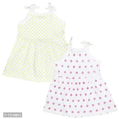 Butunu Polka Dot Printed New Born Baby Kids Girls Infant Cotton Shoulder Open Cut Sleeves Short Frock Dress Set Pack of 2 (Multi1, 9_Months)-thumb2