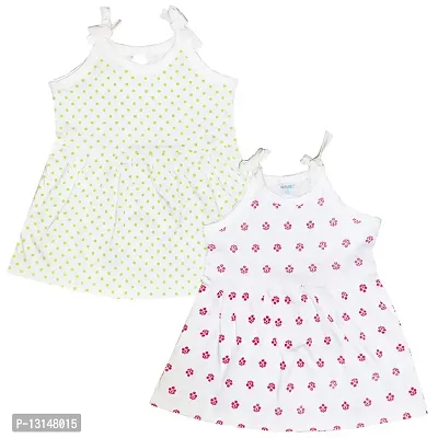 Butunu Polka Dot Printed New Born Baby Kids Girls Infant Cotton Shoulder Open Cut Sleeves Short Frock Dress Set Pack of 2 (Multi1, 9_Months)-thumb0