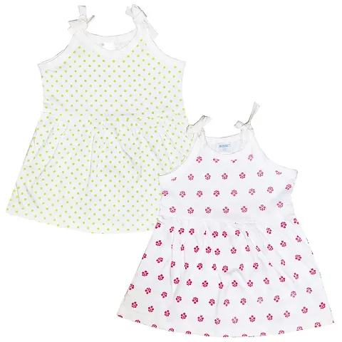 Butunu Polka Dot New Born Baby Kids Girls Infant Shoulder Open Cut Sleeves Short Frock Dress Set Pack of 2 (Multi1, 9_Months)