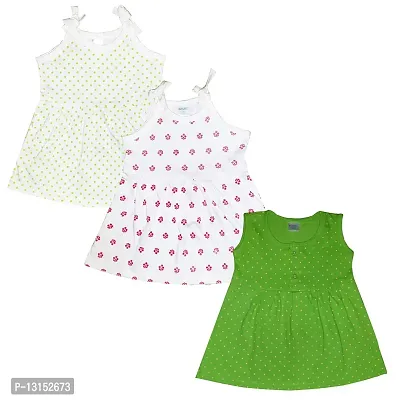 Butunu Polka Dot Printed New Born Baby Kids Girls Infant Cotton Short Frock Dress Set Pack of 3