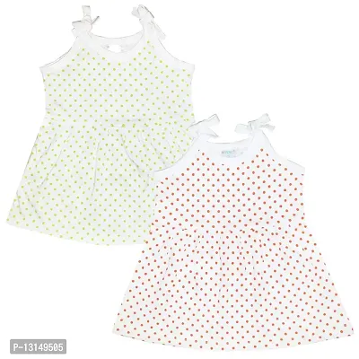 Butunu Polka Dot Printed New Born Baby Girls Infant Cotton Shoulder Open Cut Sleeves Short Frock Dress Set Pack of 2 (Multi2, 6_Months)