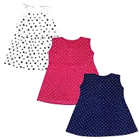 KIDEEZGUILD... Polka Dot Printed New Born Baby Kids Girls Infant Cotton Cut Sleeves Short Frock Dress Set Pack of 3 (3-6, MULTICOLOR3)-thumb1