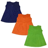 Butunu Polka Dot Printed New Born Baby Kids Girls Infant Cotton Short Frock Dress Set Pack of 3-thumb1