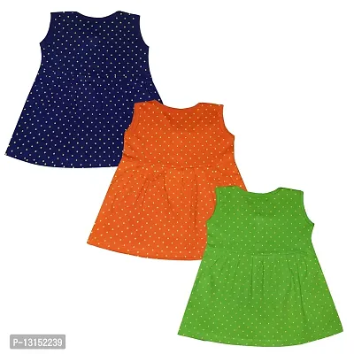 Butunu Polka Dot Printed New Born Baby Kids Girls Infant Cotton Short Frock Dress Set Pack of 3-thumb2