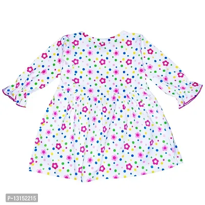 Butunu Polka Dot Printed Fashionable New Born Baby Kids Girls Infant Cotton Full Long Sleeves Short Frock Dress Set Pack of 1 Pink Black-thumb2