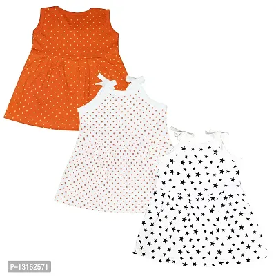 Butunu Polka Dot Printed New Born Baby Kids Girls Infant Cotton Short Frock Dress Set Pack of 3-thumb2