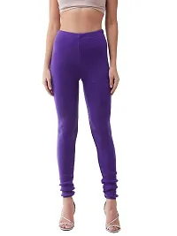 RVK Women Acrylic Solid Slim-Fit Churidar Leggings (XL, BRINJAL)-thumb4