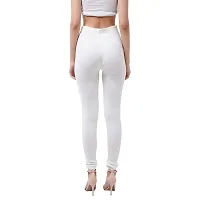 RVK Women Acrylic Solid Slim-Fit Churidar Leggings (L, OFF WHITE)-thumb2