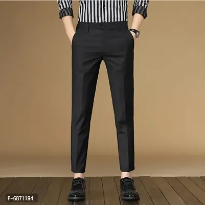 Men Polyester Mid Rise Formal Trouser-thumb0