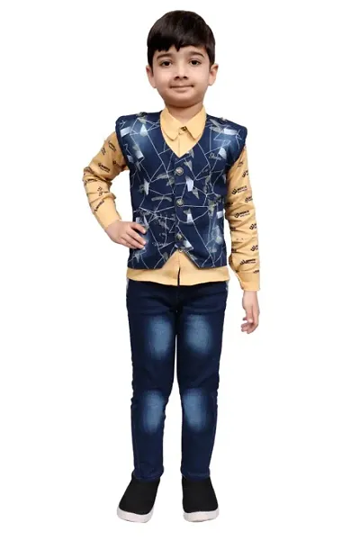 Partywear Printed Shirt with Pant and Jacket