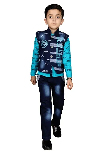 Partywear Printed Shirt with Pant and Jacket