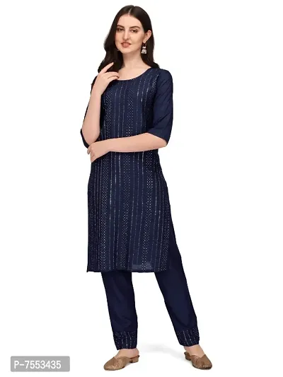 Trendy Designer Rayon Fabric Sequence Work Kurtis With PAnt-thumb0