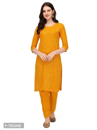 Trendy Designer Rayon Fabric Sequence Work Kurtis With PAnt-thumb0