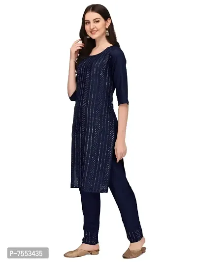 Trendy Designer Rayon Fabric Sequence Work Kurtis With PAnt-thumb2