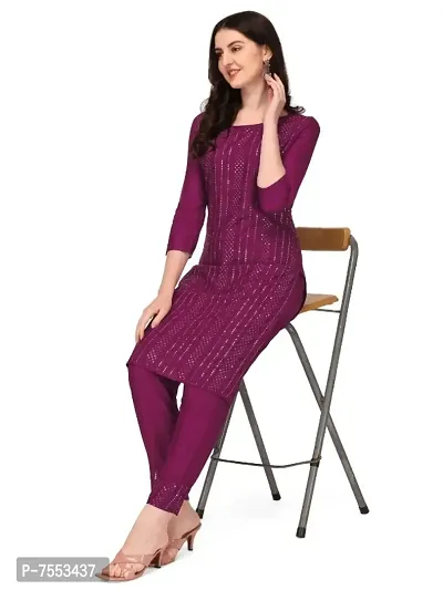 Trendy Designer Rayon Fabric Sequence Work Kurtis With PAnt-thumb4