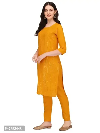 Trendy Designer Rayon Fabric Sequence Work Kurtis With PAnt-thumb2