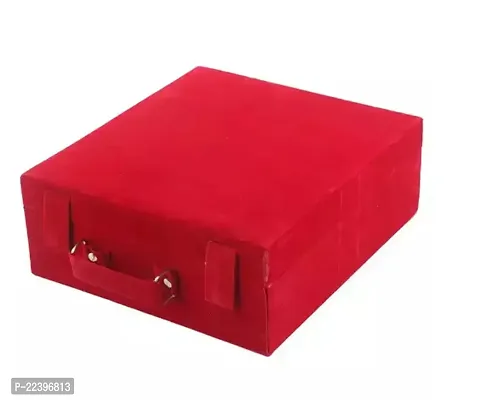 Shampa Manufacturewooden 3 Rod Velvet Bangle Storage Box Maroon-thumb0