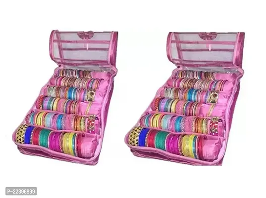 Shampa Manufactureplastic And Satin Multicolour 6 Rods Bangle Box For Women Pink