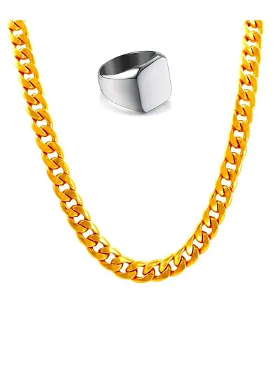 NEERAJYOTI Cuban chain and glowing ring combo set