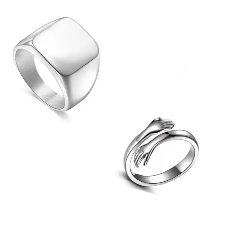 NEERAJYOTI Plain ring and hug ring combo set