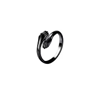 NEERAJYOTI Cuban chain gold and hug ring black combo set-thumb1