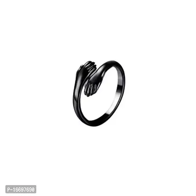 NEERAJYOTI Cuban chain gold and hug ring black combo set-thumb2