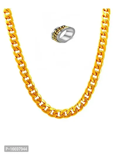 NEERAJYOTI Cuban chain Gold and chain band silver combo set