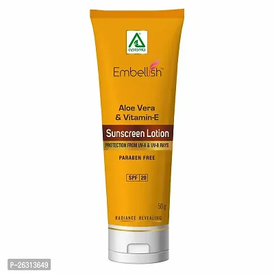 Aplomb Embellish Safe  Herbal Sunscreen Lotion | Infused with Avocado  Vitamin-E | SPF 20 Protections | Non-Greasy  Non-Sweat Formulation | For Men  Women | 50 gm-thumb0