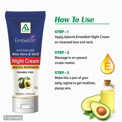 Aplomb Embellish Night Cream 50 gm for Skin Repair and Renewal Vitamin E Infused for Smooth, Supple Skin |Nourishes Deeply Hydrates and Restors Facial Moisture-thumb5